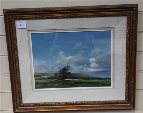 § Frank Wootton (1911-1978) Looking towards Firle Beacon 12 x 16in.